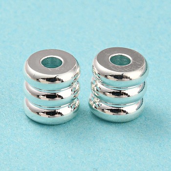 201 Stainless Steel Bead, Grooved Beads, Column, Silver, 6x6mm, Hole: 2mm