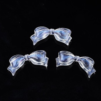 Transparent Acrylic Beads, Glitter Powder, Bowknot, Clear, 14x30x6mm, Hole: 1mm, about 375pcs/500g