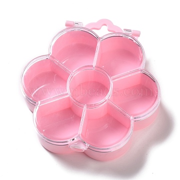 Plastic Bead Containers, Candy Treat Gift Box, for Wedding Party Packing Box, Flower, Pink, 12.1x11.1x3cm, Hole: 17x23.5mm(CON-C006-08)