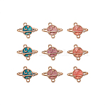 Zinc Alloy Enamel Links connectors, Planet, Light Gold, Mixed Color, 15x19x2mm, Hole: 1.2mm, 30pcs/bag(ENAM-CJ0001-19)