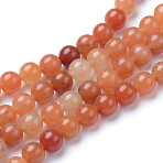 Natural Red Aventurine Bead Strands, Round, 8~9mm, Hole: 1mm, about 46pcs/strand, 15.3 inch(G-R345-8mm-46)