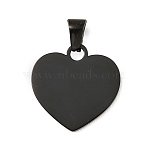 Valentine's Day 304 Stainless Steel Pendants, Heart Charms, Polishing, Stamping Blank Tag, Ion Plating(IP), Gunmetal, 19.5x19.5x1.2mm, Hole: 5.5x3mm(SA-E001-12EB)