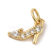 Brass Micro Pave Clear Cubic Zirconia Pendants, Real 18K Gold Plated, Shoes, 8.5x10.5x2.7mm, Hole: 3.2mm(KK-R162-016C-G)