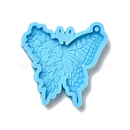 Butterfly DIY Pendant Silicone Molds, Resin Casting Molds, For UV Resin, Epoxy Resin Jewelry Making, Deep Sky Blue, 56x57x7mm, Hole: 3mm(X-SIMO-H004-03)