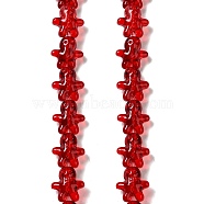 Transparent Glass Beads, Ginger Man, for Christmas, Red, 15x14x7mm, Hole: 1mm, about 50pcs/strand, 27.17''~27.95''(69~71cm)(GLAA-P005-N02)