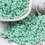 Baking Paint Glass Seed Beads, Peanut, Aquamarine, 5.5~6x3~3.5x3mm, Hole: 1~1.2mm, about 3877pcs/pound(SEED-K009-01A-05)