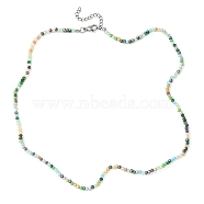 Glass Beaded Necklaces with 304 Stainless Steel Clasps, Green, 18.31 inch(46.5cm)(NJEW-JN04363-01)