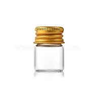 Glass Bottles Bead Containers, Screw Top Bead Storage Tubes with Golden Plated Aluminum Cap, Column, Clear, 2.2x3cm, Capacity: 5ml(0.17fl. oz)(CON-WH0085-78A)