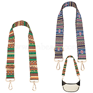 WADORN 2Pcs 2 Colors Ethnic Style Canvas Adjustable Bag Handles, with Alloy Swivel Clasps, for Bag Straps Replacement Accessories, Mixed Color, 140x3.8x0.1cm, 1pc/color(FIND-WR0007-66)