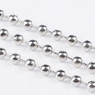 Iron Ball Chains, Soldered, with Spool, Nickel Free, Platinum, 2.4mm, about 328.08 Feet(100m)/roll(CHB003Y-NF)