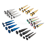 20Pcs 10 Colors Titanium Steel Ear Taper Stretcher, Cone Gauge Earrings for Woman Men, Mixed Color, 36.5x7~9.5mm, 2Pcs/style(EJEW-FI0001-69)