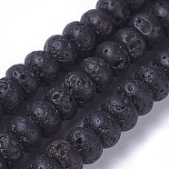 Natural Lava Rock Beads Strands, Rondelle, 6~6.3x4~4.4mm, Hole: 0.7mm, about 91pcs/strand, 15.19 inch(38.6cm)(G-E541-05A)