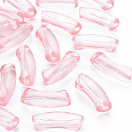 Transparent Acrylic Beads, Curved Tube, Pink, 32x9.5x8mm, Hole: 1.8mm, about 330pcs/500g(MACR-S372-002C-002)