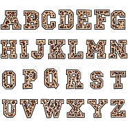 Leopard Print Pattern Computerized Embroidery Polyester Iron on/Sew on Patches, Costume Accessories, Appliques, Alphabet, Letter A~Z, 60~64x42~73x1.5mm, 26pcs/set(AJEW-WH0304-26)