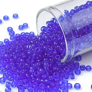 TOHO Round Seed Beads, Japanese Seed Beads, (942) Transparent Sapphire, 8/0, 3mm, Hole: 1mm, about 1111pcs/50g(SEED-XTR08-0942)