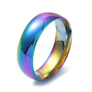 Ion Plating(IP) 304 Stainless Steel Flat Plain Band Rings, Rainbow Color, Size 7, Inner Diameter: 17mm, 6mm(STAS-I160-A-17mm-M)