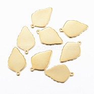 304 Stainless Steel Pendants, Leaf, Golden, 18.5x12x1mm, Hole: 1mm(X-STAS-H557-48G)