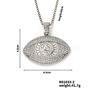 Alloy Rhinestones Evil Eye Pendant Necklace, Hip-hop Style, Fashionable and Versatile, Platinum, 23.62 inch(60cm)(AQ7496-2)