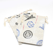 Printed Polycotton(Polyester Cotton) Packing Pouches Drawstring Bags, Wheat, 14x10cm(ABAG-T004-10x14-14)