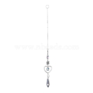 AB Color Plated Crystal Bullet Big Pendant Decorations, Hanging Sun Catchers, with Iron Findings & Alloy Pendants, Heart & Star, Clear AB, 308mm, Pendant: 140x29.5x11.5mm(HJEW-G019-03A)
