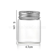 Column Glass Screw Top Bead Storage Tubes, Clear Glass Bottles with Aluminum Lips, Silver, 4.7x6cm, Capacity: 60ml(2.03fl. oz)(CON-WH0086-094B-01)