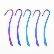 Alloy Bookmarks with Hole, Cadmium Free & Nickel Free & Lead Free, Rainbow Color, 83x15~18x3.5mm, Hole: 1.4mm(PALLOY-N163-090-NR)