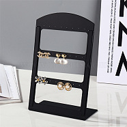 3-Tier Plastic Slant Back Earrings Display Stands, Arch Shaped Jewelry Organizer Holder for Earrings Storage, Black, 19x12.2cm(PW-WG32345-01)