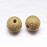 Real 18K Gold Plated Round 925 Sterling Silver Textured Beads, Golden, 6mm, Hole: 1mm, about 60pcs/20g(STER-M101-01-6mm)