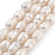 Natural Cultured Freshwater Pearl Beads Strands, Rice, Grade AB, White, 6~7mm, Hole: 0.6mm, about 18~20pcs/strand, 6.30''~6.69''(16~17cm)(PEAR-P062-08A)