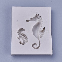 Food Grade Silicone Molds, Fondant Molds, For DIY Cake Decoration, Chocolate, Candy, UV Resin & Epoxy Resin Jewelry Making, Sea Horse, Light Grey, 60x48x9mm(DIY-L019-020A)