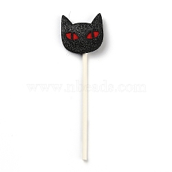 Felt Cloth & Paper Cat Cake Insert Card Decoration, with Bamboo Stick, for Halloween Cake Decoration, Black, 100mm(DIY-H108-34)