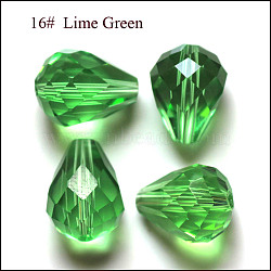 Imitation Austrian Crystal Beads, Grade AAA, K9 Glass, Faceted, Drop, Lime Green, 8x10mm, Hole: 0.9~1mm(SWAR-F062-10x8mm-16)