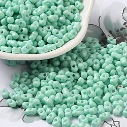 Baking Paint Glass Seed Beads, Peanut, Aquamarine, 5.5~6x3~3.5x3mm, Hole: 1~1.2mm, about 4000pcs/pound(SEED-K009-01A-05)