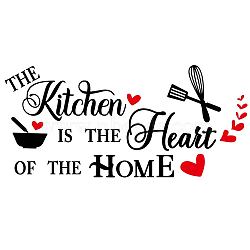 PVC Wall Stickers, Wall Decoration, Word The Kitchen Is The Heart of The Home, Tableware Pattern, 290x900mm(DIY-WH0228-610)