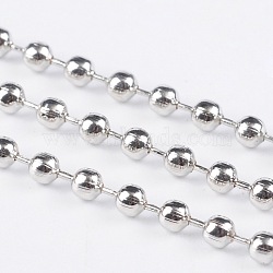 Iron Ball Chains, Soldered, with Spool, Nickel Free, Platinum, 2.4mm, about 328.08 Feet(100m)/roll(CHB003Y-NF)