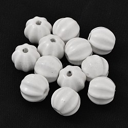 White Melon Bright Glazed Handmade Porcelain Ceramic Beads, Pumpkin, 13x12mm, Hole: 2mm(X-PORC-Q204-7)