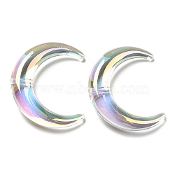 Transparent UV Plating Acrylic Beads, Iridescent, Moon, Clear, 46x39x10mm, Hole: 3mm(OACR-H022-03)