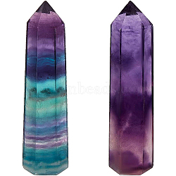 Natural Fluorite Sculpture Display Decoration, Healing Stone Wands, for Reiki Chakra Meditation Therapy Decos, Bullet/Hexagonal Prism, 50~60x14x12mm(G-WH0021-30)