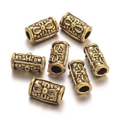 Barrel Tibetan Style Beads, Cadmium Free & Lead Free, Antique Golden, Size: about 6mm diameter, 11mm long, Hole: 3mm(GAB813)