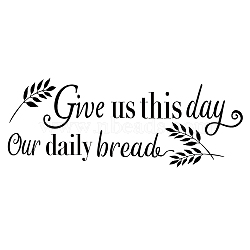 PVC Wall Stickers, for Home Living Room Bedroom Decoration, Word Give Us This Day Our Daily Bread, Black, 240x590mm(DIY-WH0228-036)