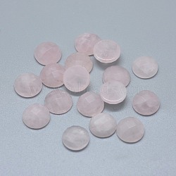 Natural Rose Quartz Cabochons, Faceted, Half Round/Dome, 12~13x5~5.5mm(G-F656-02B)