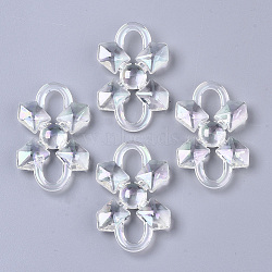 Transparent Acrylic Links, AB Color Plated, Flower, Clear AB, 46x29x8.2mm, Hole: 8x12mm(PACR-R246-066)
