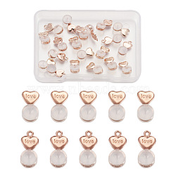 20Pcs 2 Styles Silicone Ear Nuts, Earring Backs, with Brass Findings, Heart, Rose Gold, 11.2x6x5.5mm, 10pcs/style(FIND-TA0001-47C)