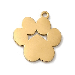 Ion Plating(IP) 304 Stainless Steel Pendants, Laser Cut, Paw Print Charm, Golden, 16x14.5x1mm, Hole: 1.4mm(STAS-K270-03G)