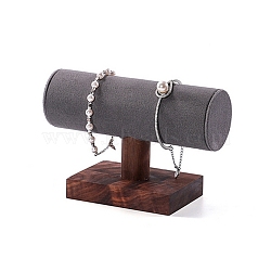 1-Tier Wood Bracelet Organizer Display Racks, with Velvet Bar, for Braclet, Watch Storage, Dark Gray, 15.5x6.8x10.4cm(ODIS-B002-01A-02)