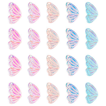 125Pcs 5 Colors Resin Cabochons, Nail Art Decoration Accessories, Butterfly Wing, Mixed Color, 13x8mm, 25pcs/color