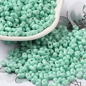 Baking Paint Glass Seed Beads, Peanut, Aquamarine, 5.5~6x3~3.5x3mm, Hole: 1~1.2mm, about 3877pcs/pound