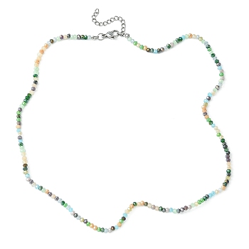 Glass Beaded Necklaces with 304 Stainless Steel Clasps, Green, 18.31 inch(46.5cm)