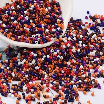 Baking Paint Glass Seed Beads, Cylinder, Dark Red, 2x1.5mm, Hole: 1mm, about 50398pcs/pound