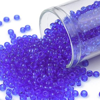 TOHO Round Seed Beads, Japanese Seed Beads, (942) Transparent Sapphire, 8/0, 3mm, Hole: 1mm, about 1111pcs/50g